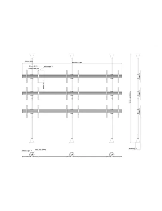 MULTIBRACKETS 6114 Wandhalterung Boden-Decke Multibrackets Floor to Ceiling Mount Pro MBFC3UX3 - 9 Bildschirme 40 -65  VESA Ma
