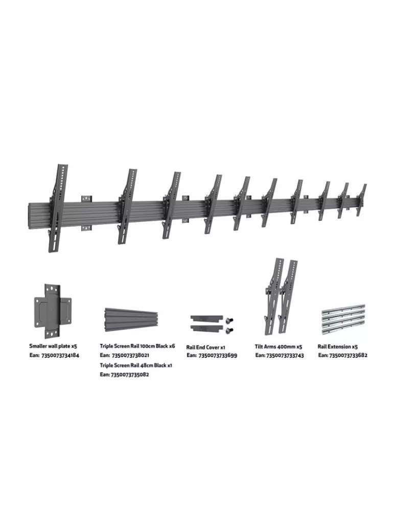 MULTIBRACKETS 6008 Support mural inclinable Multibrackets Wallmount Pro MBW5U - 5 écrans 40"-65" VESA Max 400x400