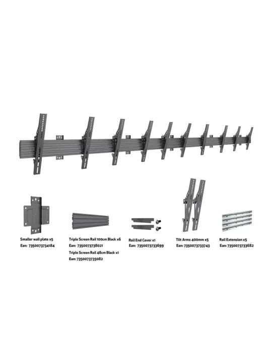 MULTIBRACKETS 6008 Support mural inclinable Multibrackets Wallmount Pro MBW5U - 5 écrans 40"-65" VESA Max 400x400