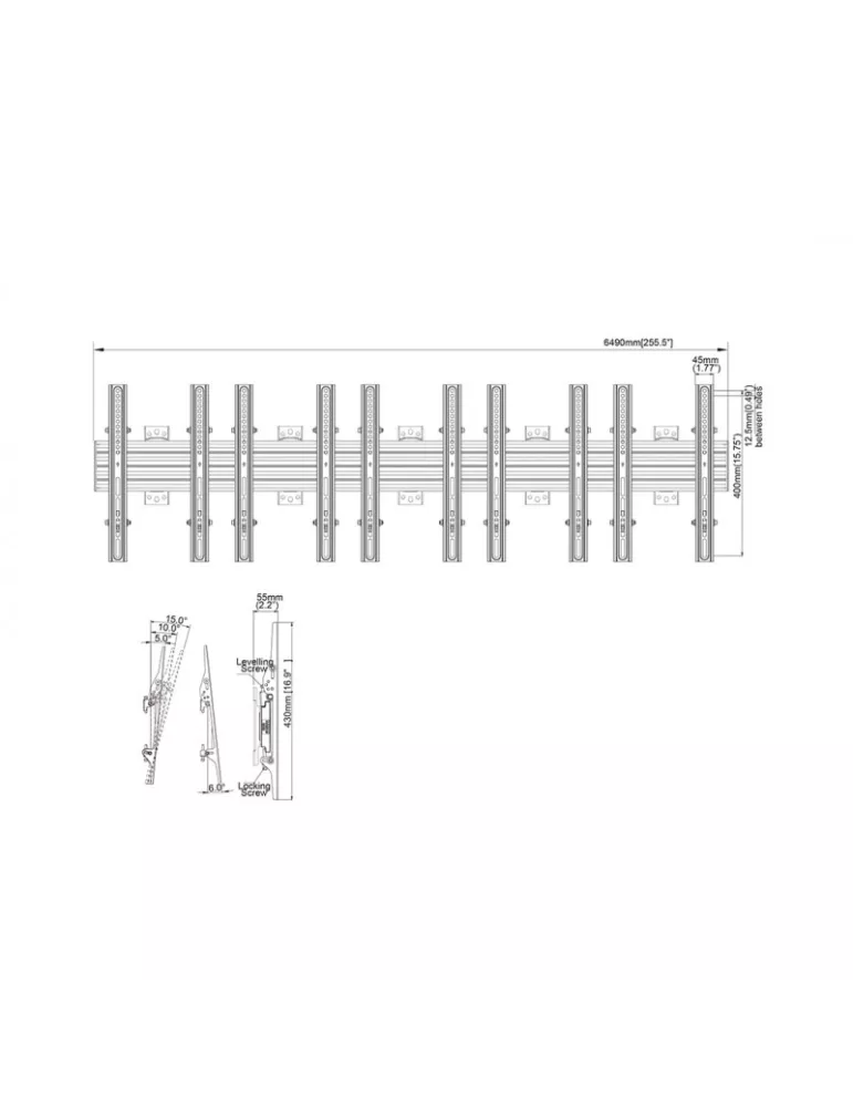 MULTIBRACKETS 6008 Tilting wall mount Multibrackets Wallmount Pro MBW5U - 5 screens 40 -65  VESA Max 400x400 MULTIBRACKETS MUL