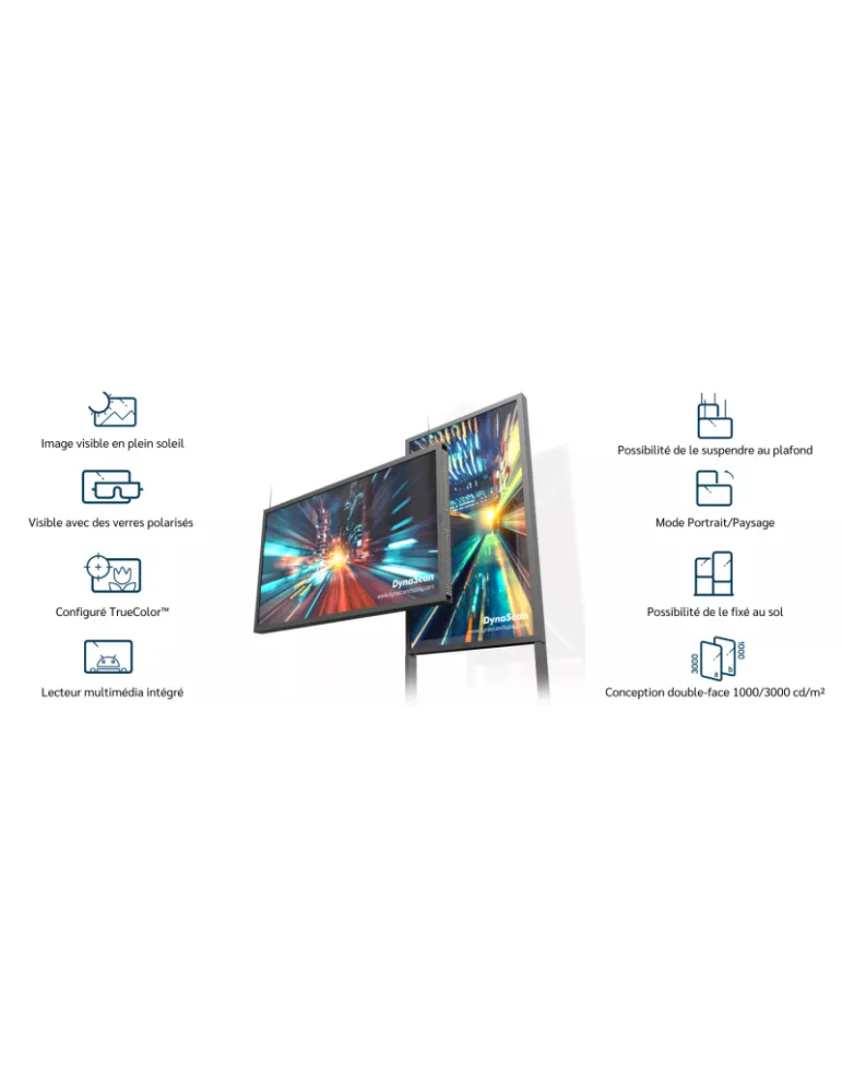 DYNASCAN DW551DR4 55  Doppelseitiger Monitor Hohe Helligkeit LCD   D-LED Full HD 3000 1000 cd m² 24 7 DYNASCAN DYNDW551DR4 | M