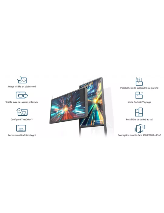 DYNASCAN DW551DR4 55  dual-sided monitor High brightness LCD   D-LED Full HD 3000 1000 cd m² 24 7 DYNASCAN DYNDW551DR4 | Music