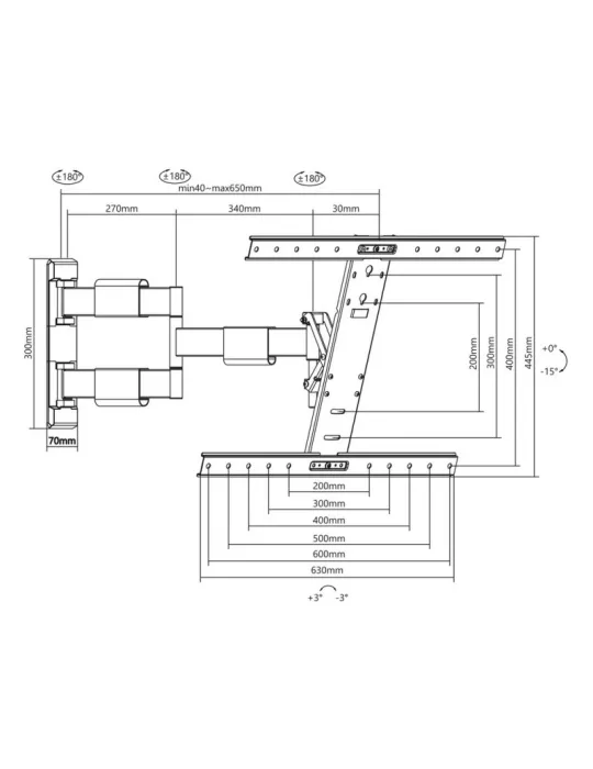 MULTIBRACKETS 6191 GELENKIGE WANDHALTERUNG WEISS FLEXARM THIN FÜR LCD-BILDSCHIRM 32 - 55  - GEWICHT 30KG VESA MAX 600X400 MULT