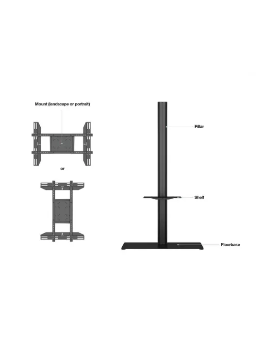 MULTIBRACKETS 6862 Soporte de suelo   estante incluido Soporte de pantalla Multibrackets 180 Single Negro con base de suelo es