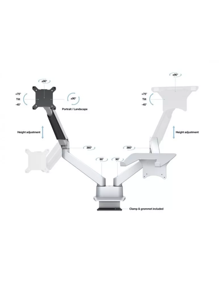 MULTIBRACKETS 1904 Support de table avec support ordinateur Multibrackets Gas Lift Arm Dual Arm w. Laptop Holder - écran 15"- 3