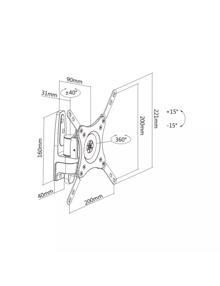 MULTIBRACKETS 3244 Support mural Multibrackets Flexarm 360 I - écran 15"-32" VESA Max 200x200