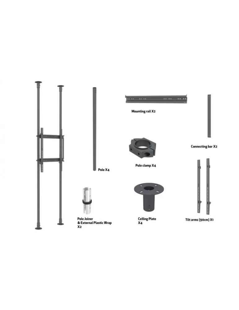 MULTIBRACKETS 7956 Support sol plafond Multibrackets Floor to Ceiling Mount Pro MBFC2P1UHD - 65 -100  screen VESA Max 600x900