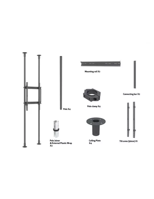 MULTIBRACKETS 7956 Soporte sol plafond Multibrackets Soporte de suelo a techo Pro MBFC2P1UHD - Pantalla 65 -100  VESA Max 600x