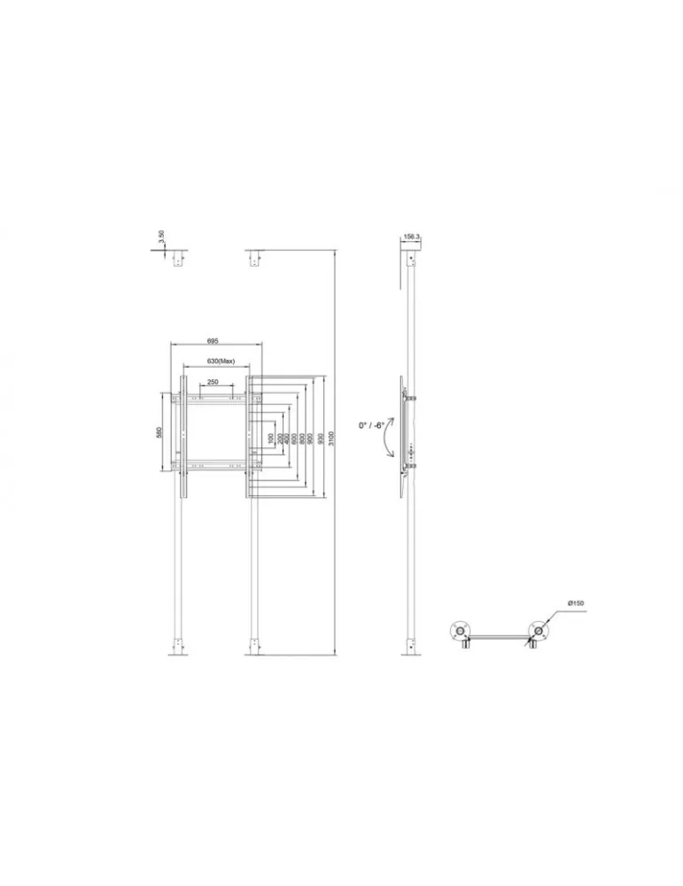 MULTIBRACKETS 7956 Support sol plafond Multibrackets Floor to Ceiling Mount Pro MBFC2P1UHD - écran 65"-100" VESA Max 600x900