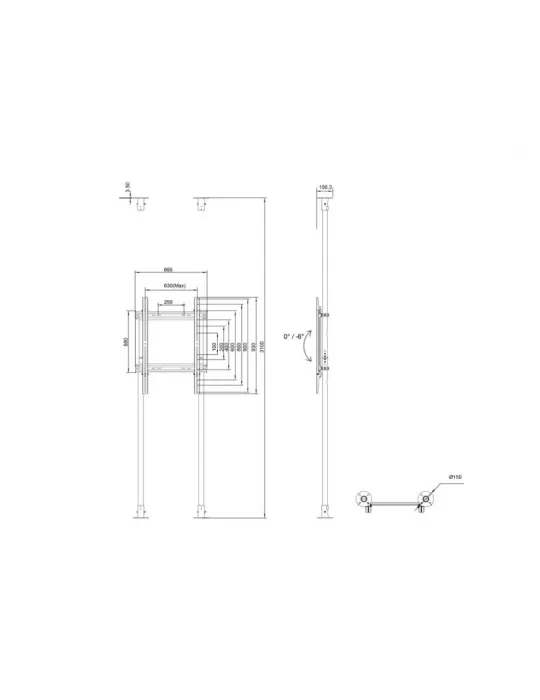 MULTIBRACKETS 7956 Boden-Decken-Halterung Multibrackets Floor to Ceiling Mount Pro MBFC2P1UHD - 65 -100 -Bildschirm VESA Max 6