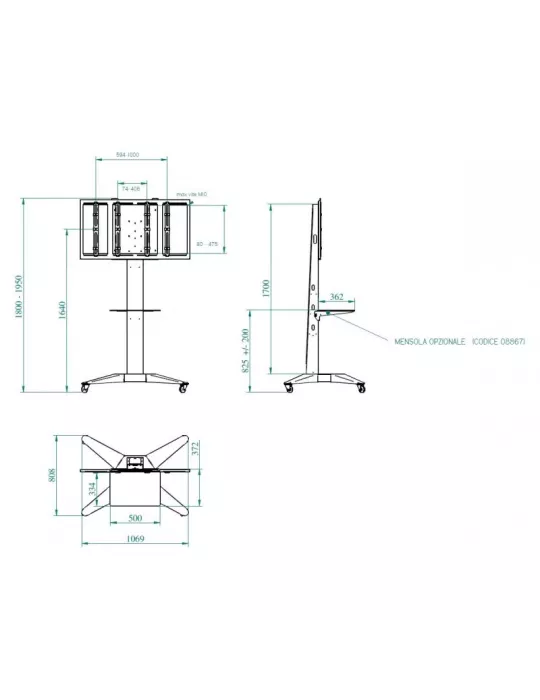 EUROMET 08851 TOTEM XL Soporte de suelo móvil Pantalla Vesa Max 1000x475 EUROMET EUR08851 | MusicGoodDeal