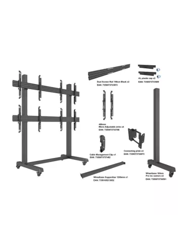 MULTIBRACKETS 3359 Mobile Halterung Multibrackets Pro Series Video Wall Stand 2x2 - 4 Bildschirme 43  - 65  VESA Max 800x400 M 2