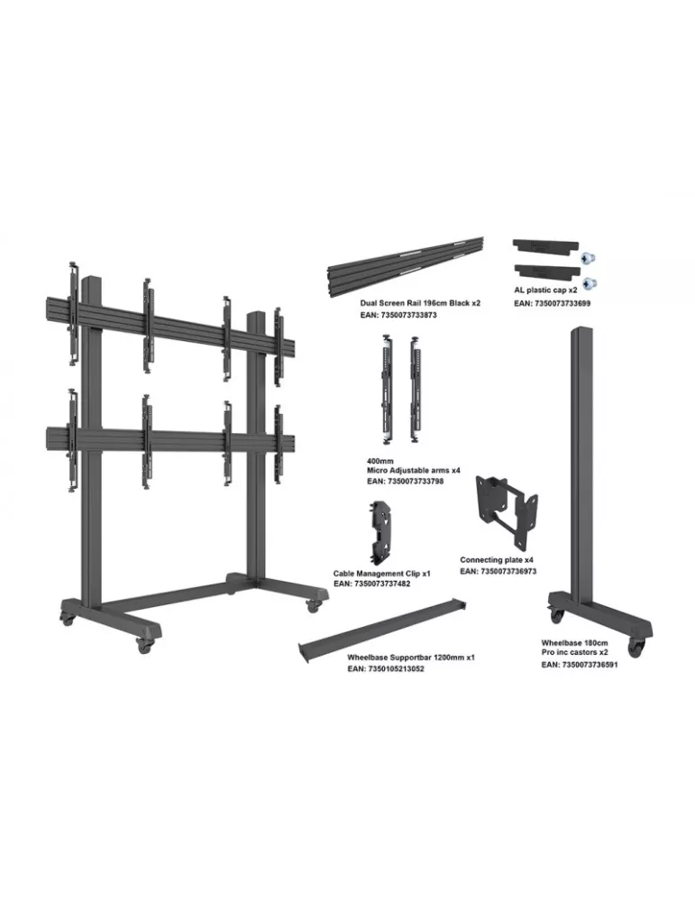 MULTIBRACKETS 3359 Mobile Halterung Multibrackets Pro Series Video Wall Stand 2x2 - 4 Bildschirme 43  - 65  VESA Max 800x400 M