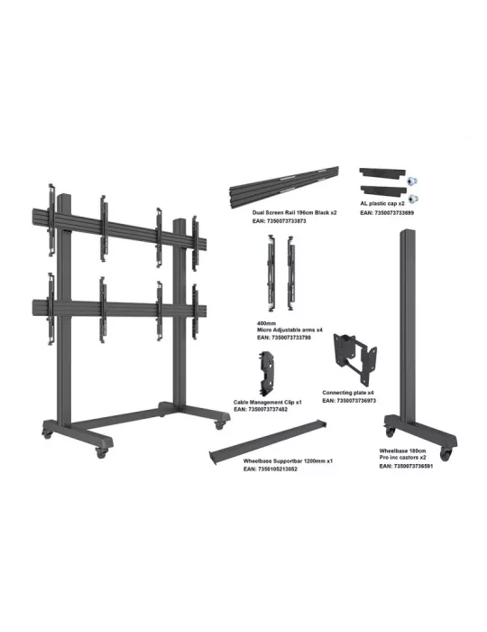 MULTIBRACKETS 3359 Mobile Multibrackets Pro Series Video Wall Stand 2x2 - 4 screens 43  - 65  VESA Max 800x400 MULTIBRACKETS M
