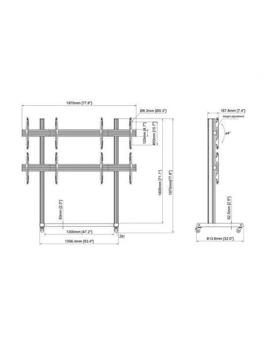 MULTIBRACKETS 3359 Mobile Halterung Multibrackets Pro Series Video Wall Stand 2x2 - 4 Bildschirme 43  - 65  VESA Max 800x400 M