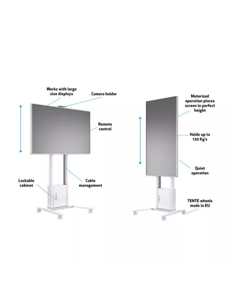 MULTIBRACKETS 6782 Support mobile motorisé  FloorStand Ecran de 42" - 100" - 120kg Vesa Max 800x400 Rack & Support Camera inscl