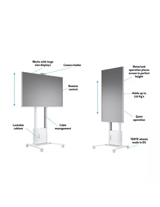 MULTIBRACKETS 6782 Support mobile motorisé  FloorStand Ecran de 42" - 100" - 120kg Vesa Max 800x400 Rack & Support Camera inscl