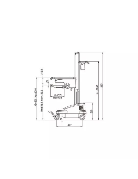 MULTIBRACKETS 0957 Chariot motorisé Multibrackets Universal Workstation Cart NB with Batterypack - écran 97"-173"