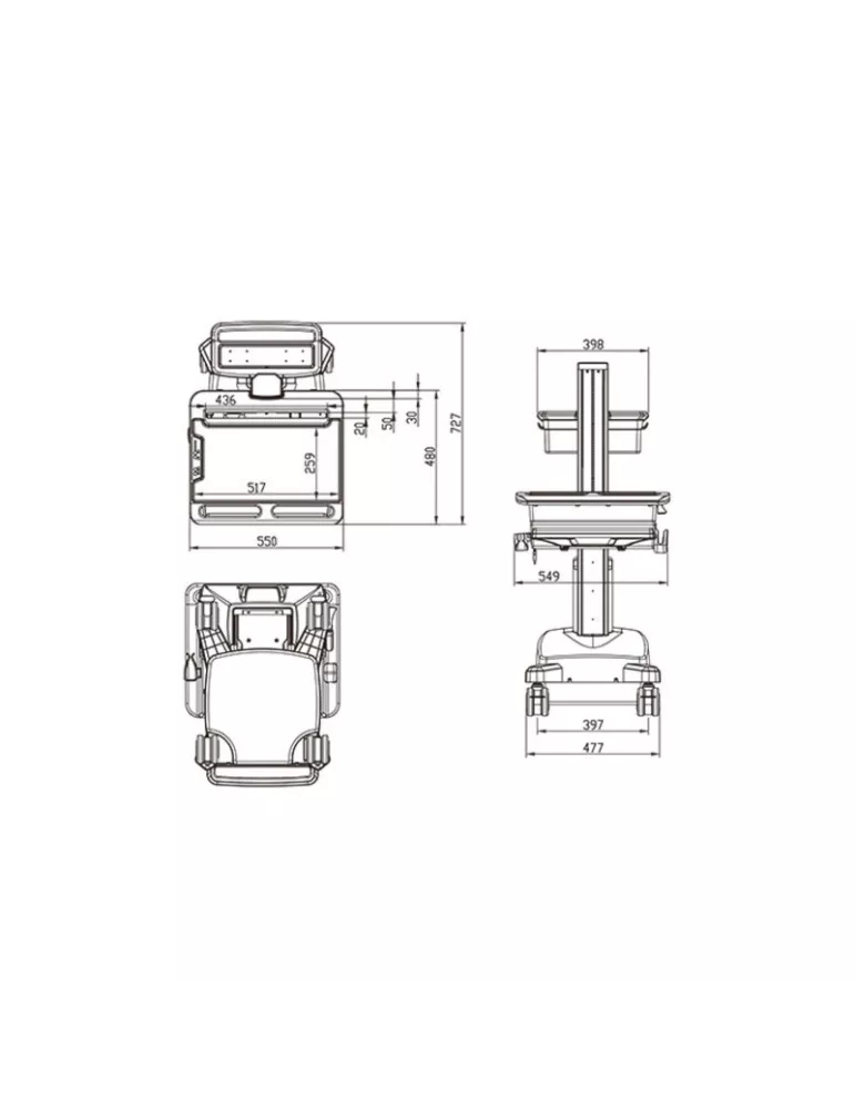 MULTIBRACKETS 0957 Chariot motorisé Multibrackets Universal Workstation Cart NB with Batterypack - écran 97"-173"