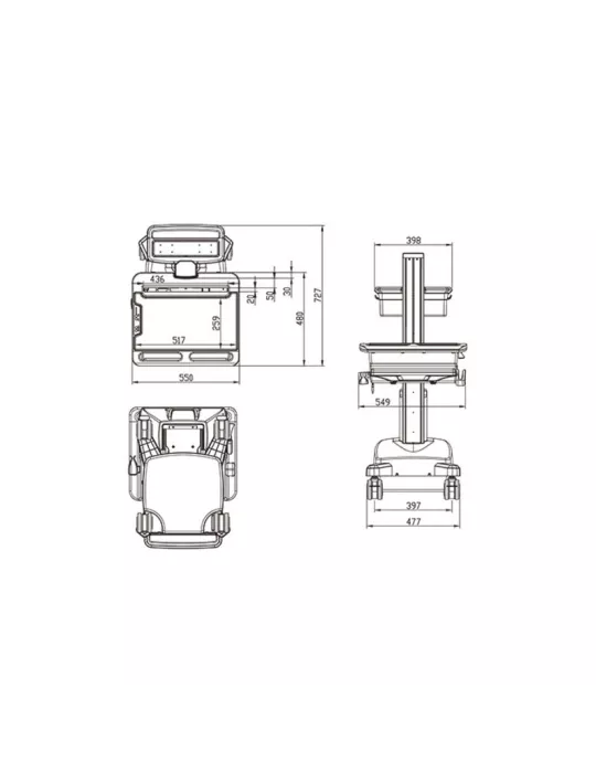 MULTIBRACKETS 0957 Motorized cart Multibrackets Universal Workstation Cart NB with Batterypack - 97 -173  screen MULTIBRACKETS