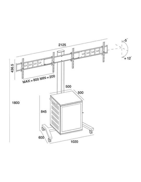 MULTIBRACKETS 7785 Mobiler neigbarer Ständer Multibrackets Public Display Stand 180 Dual MediaBox4 Black - 2 Bildschirme 40 -5