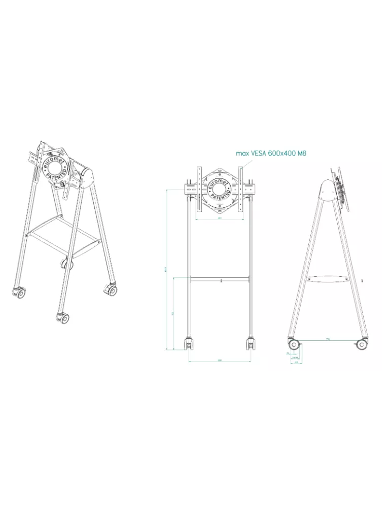 EUROMET 17100 Soporte de suelo móvil Pantalla TURN Vesa Max 600x400 EUROMET EUR17100 | MusicGoodDeal