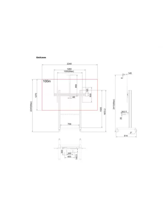 MULTIBRACKETS 9103 Mobile stand including camera support Multibrackets MBF1U 150 Floorstand Pro - 65 -100  screen VESA Max 100