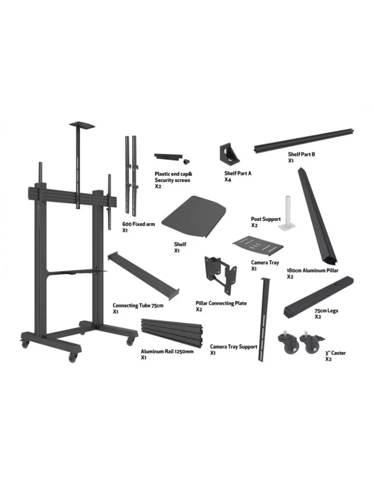 MULTIBRACKETS 9110 Mobiler Ständer mit Kamerahalterung inklusive Multibrackets MBF1U 180 Floorstand Pro - 65 -100  Bildschirm