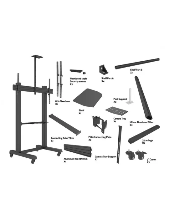 MULTIBRACKETS 9110 Mobile stand including camera support Multibrackets MBF1U 180 Floorstand Pro - 65 -100  screen VESA Max 100
