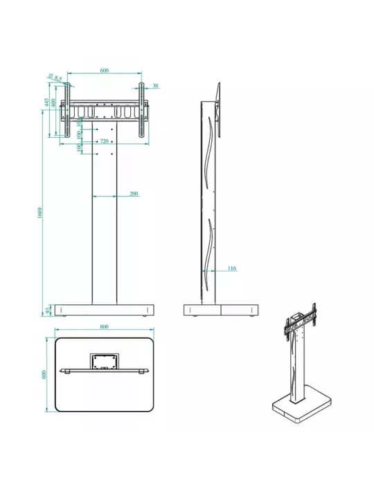 EUROMET 15000 Soporte de suelo móvil Pantalla CHIC Vesa Max 600x400 EUROMET EUR15000 | MusicGoodDeal