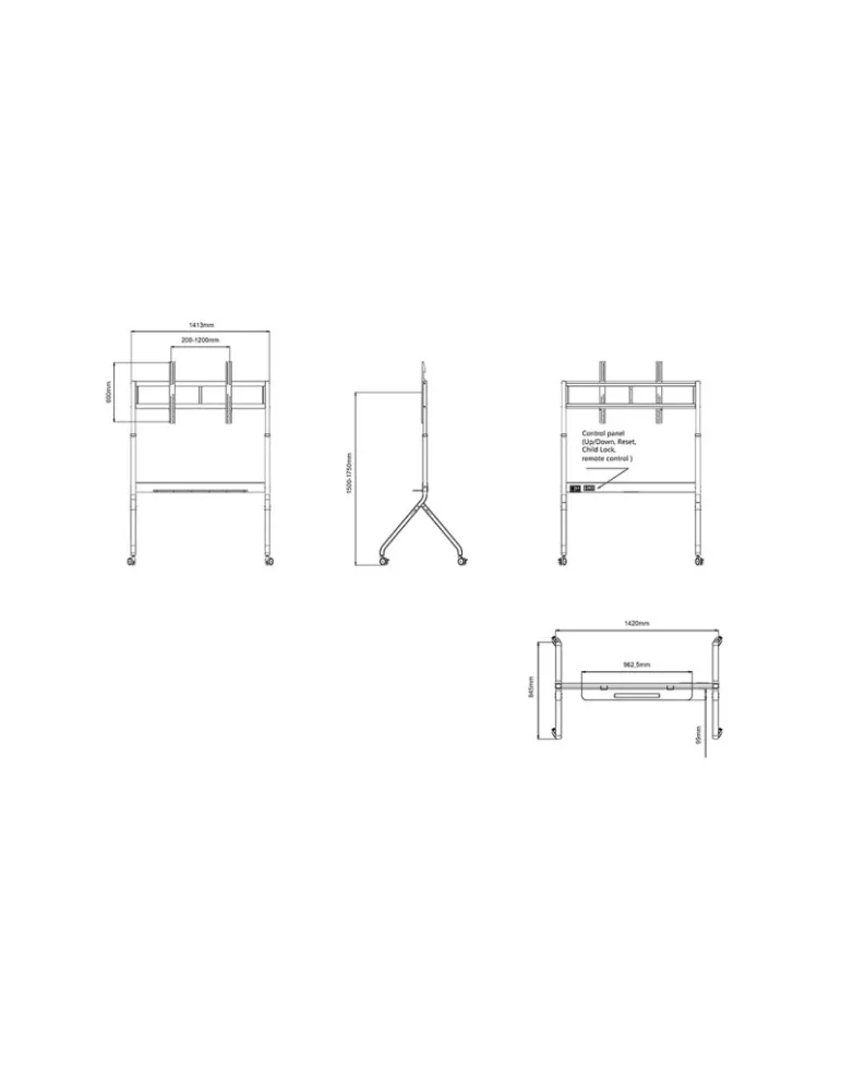 MULTIBRACKETS 8229 Soporte de suelo móvil motorizado para colaboración 65-100   REF  MULTIBRACKETS MUL8229 | MusicGoodDeal