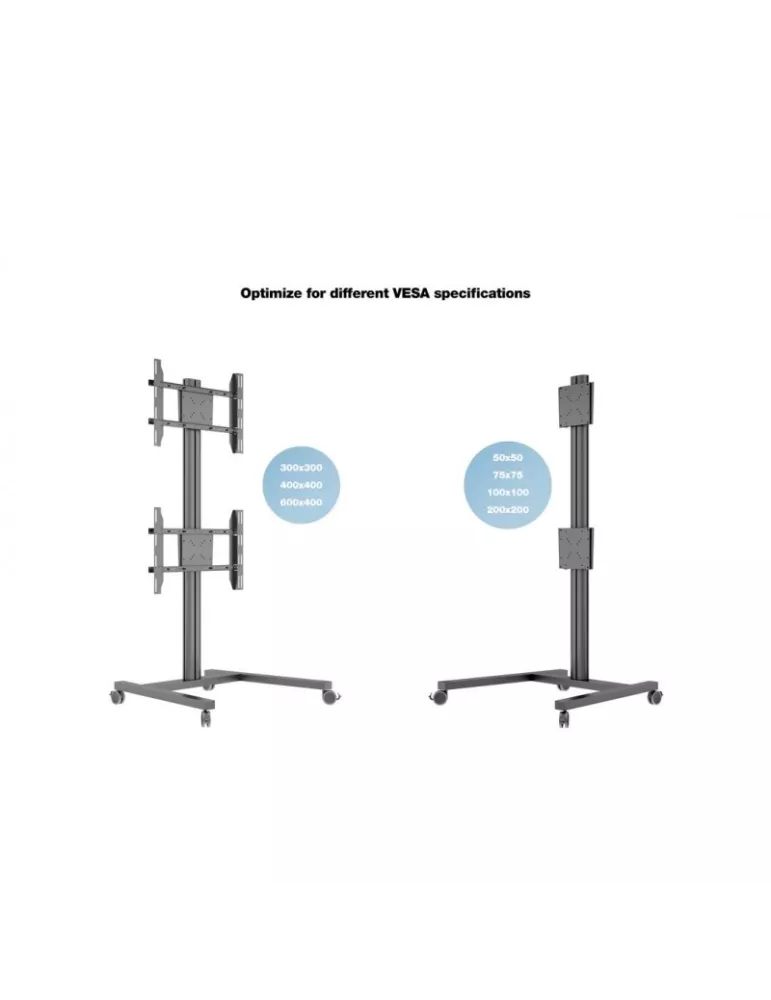 MULTIBRACKETS 2215 Support mobile Multibrackets Display Stand 180 Dual Vertical - 2 écrans 32"-55" VESA Max 700x400