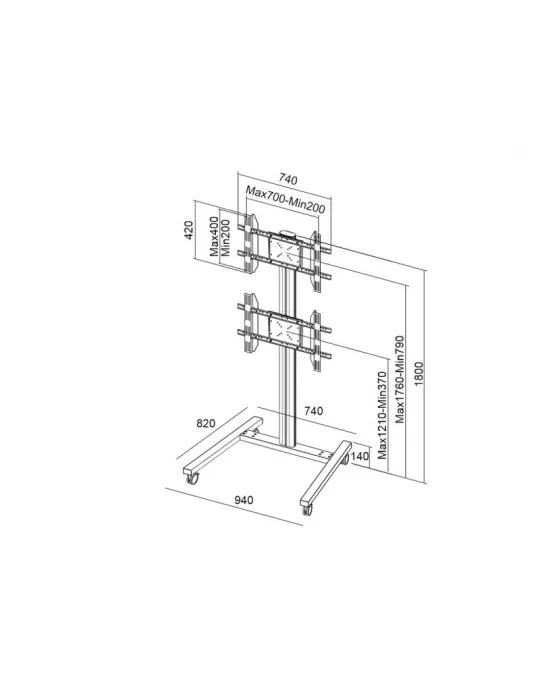 MULTIBRACKETS 2215 Mobile Multibrackets Display Stand 180 Dual Vertical - 2 displays 32 -55  VESA Max 700x400 MULTIBRACKETS MU