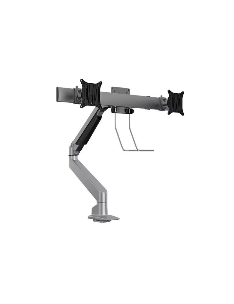 MULTIBRACKETS 5938 Gelenkige Tischhalterung Multibrackets Gas Lift Arm Single w. Duo Crossbar - 2 Bildschirme von 15 -28  VESA
