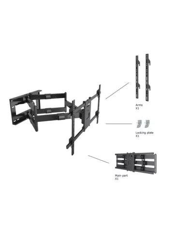 MULTIBRACKETS 6546 Support mural Articulé Multibrackets Long Reach Arm 910mm HD Dual pour Ecran LCD 50"-80" - Poids 60kg Vesa 8 2