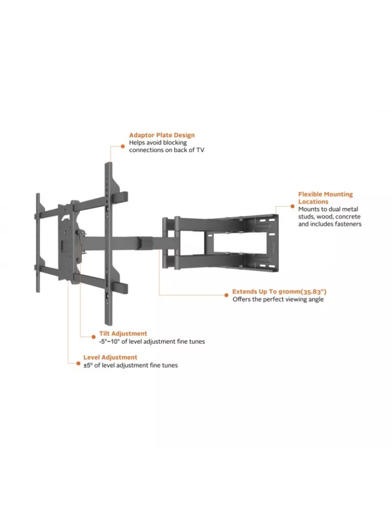 MULTIBRACKETS 6546 Soporte Articulado de Pared Multibrackets Brazo de Largo Alcance 910mm HD Dual para Pantallas LCD 50 -80  -