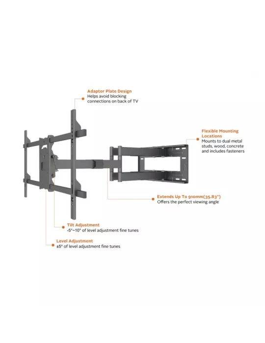 MULTIBRACKETS 6546 Gelenk-Wandhalterung Multibrackets Long Reach Arm 910mm HD Dual für LCD-Bildschirm 50 -80  - Gewicht 60kg V