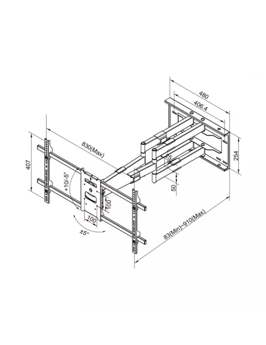 MULTIBRACKETS 6546 Gelenk-Wandhalterung Multibrackets Long Reach Arm 910mm HD Dual für LCD-Bildschirm 50 -80  - Gewicht 60kg V