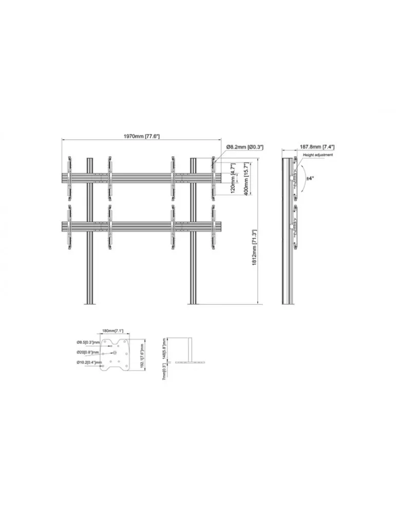MULTIBRACKETS 3403 Bodenständer videowall zum Befestigen Multibrackets MBFM2x2U Floormount Column Pro 2x2 - 4 Bildschirme 32-6
