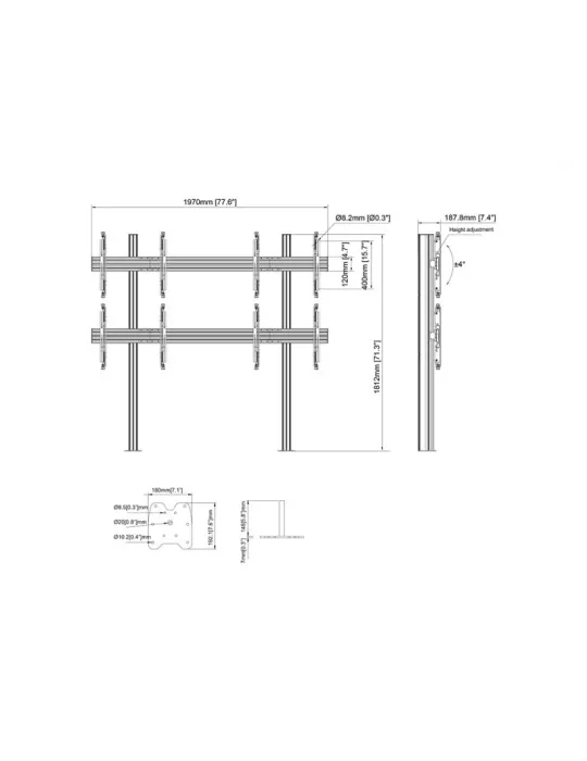 MULTIBRACKETS 3403 Bodenständer videowall zum Befestigen Multibrackets MBFM2x2U Floormount Column Pro 2x2 - 4 Bildschirme 32-6