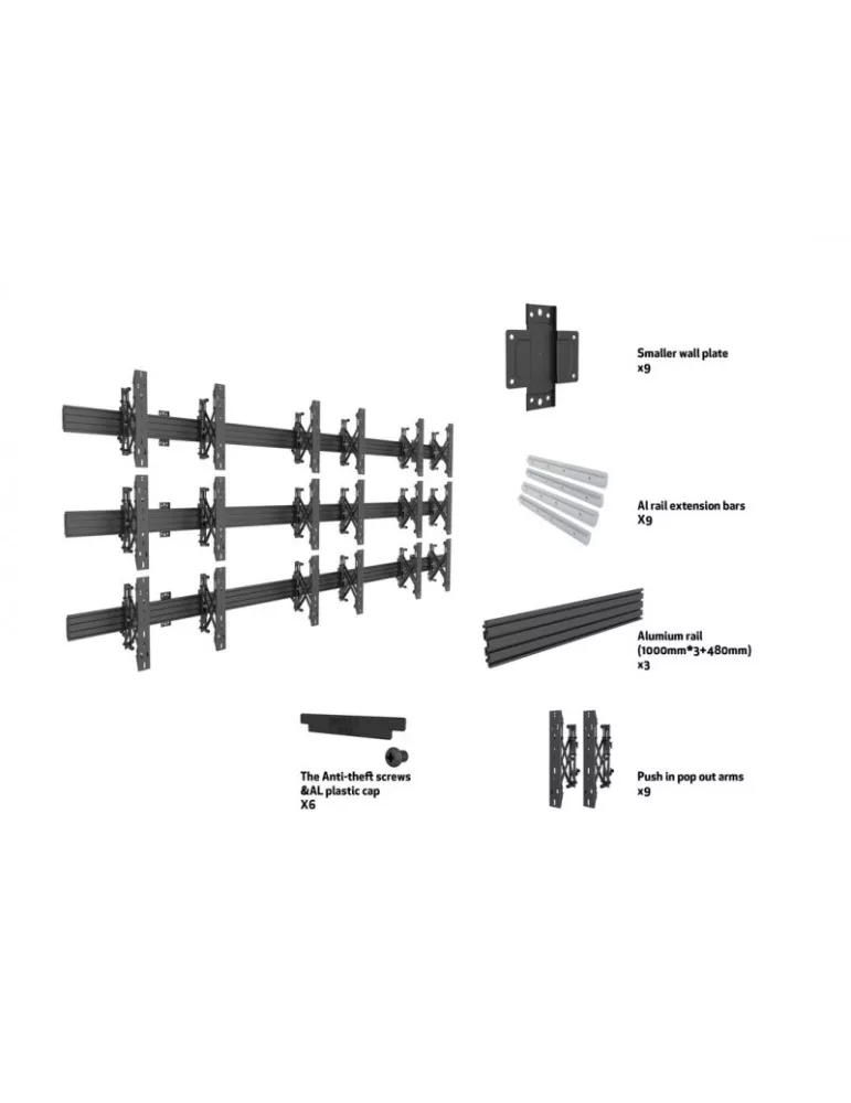 MULTIBRACKETS 5013 Wall mount videowall Wallmount Pro MBW3x3U Push In Out Ref MULTIBRACKETS MUL5013 | MusicGoodDeal