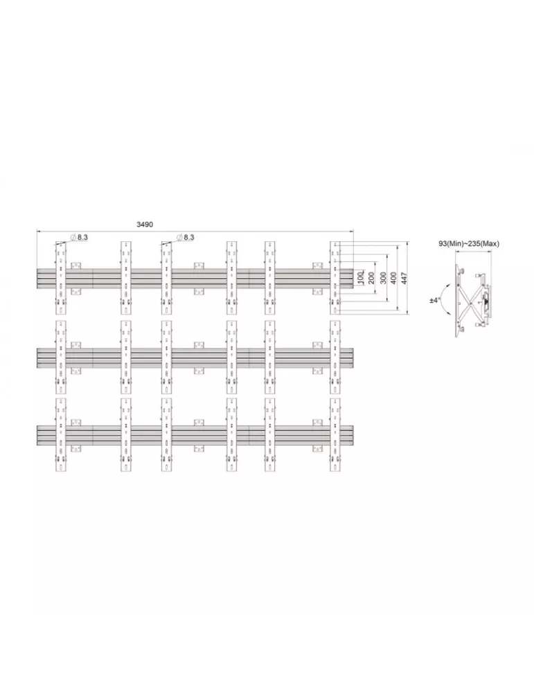 MULTIBRACKETS 5013 Wall mount videowall Wallmount Pro MBW3x3U Push In Out Ref MULTIBRACKETS MUL5013 | MusicGoodDeal
