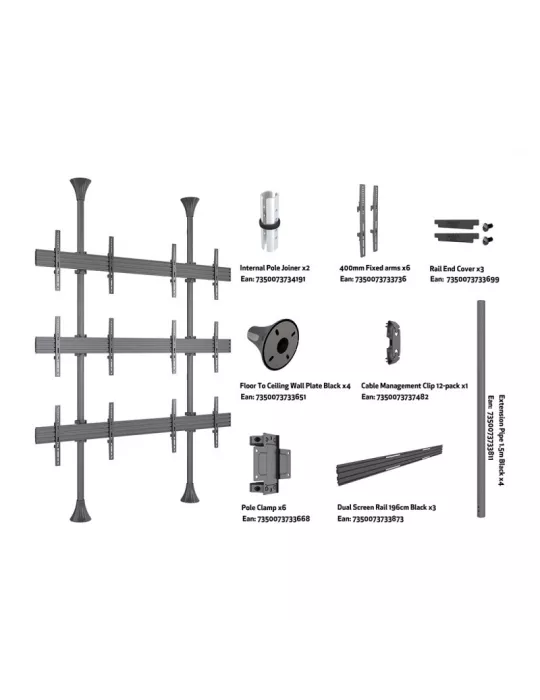 MULTIBRACKETS 6091 Support mur d images sol-plafond Multibrackets Floor to Ceiling Mount Pro MBFC2UX3 - 6 pantallas 40 -65  VE