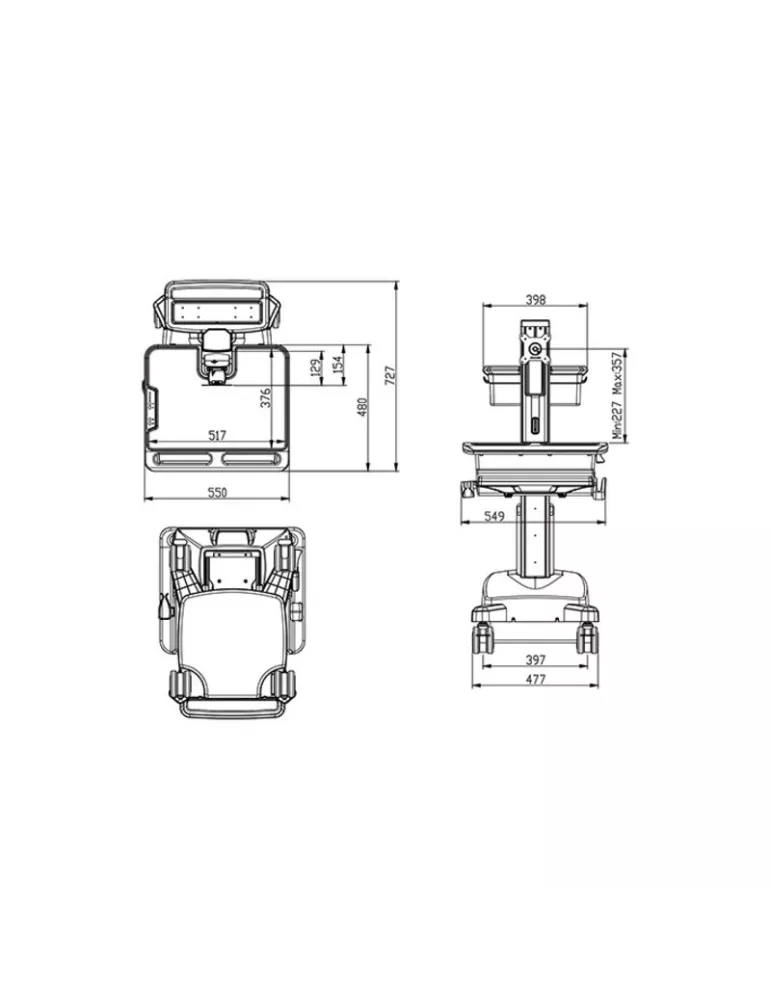 MULTIBRACKETS 0964 Chariot motorisé Multibrackets Universal Workstation Cart DT/ UPS - écran jusqu'à 27" VESA Max 100x100