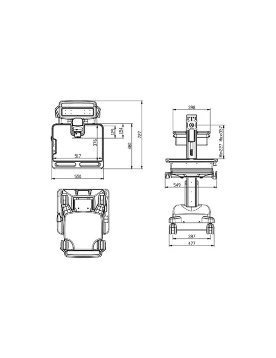 MULTIBRACKETS 0964 Motorized cart Multibrackets Universal Workstation Cart DT  UPS - screens up to 27  VESA Max 100x100 MULTIB