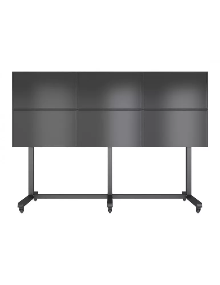 MULTIBRACKETS 3366 Mobile Video Wall Stand Multibrackets Pro Series Video Wall Stand 3x2- 6 screens 43  - 65  VESA Max 600x400