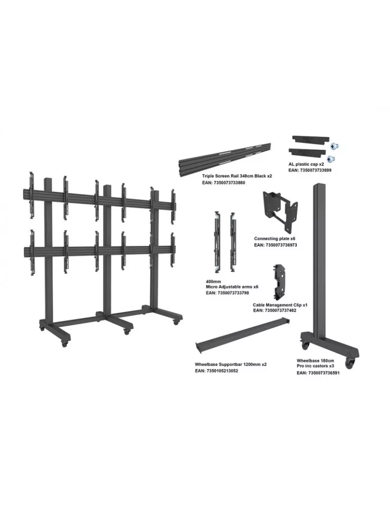 MULTIBRACKETS 3366 Bewegliche Videowandhalterung Multibrackets Pro Series Video Wall Stand 3x2- 6 Bildschirme 43  - 65  VESA M