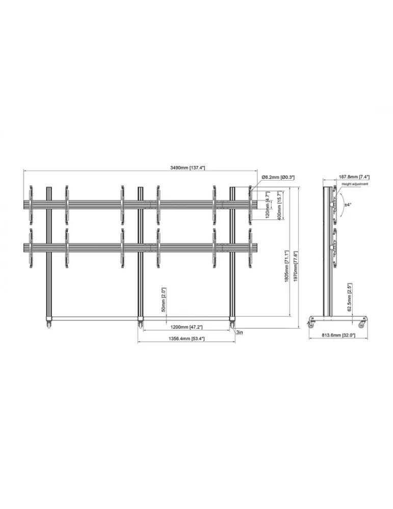 MULTIBRACKETS 3366 Soporte de Pared de Vídeo Móvil Multibrackets Pro Series Soporte de Pared de Vídeo 3x2- 6 pantallas 43  - 6