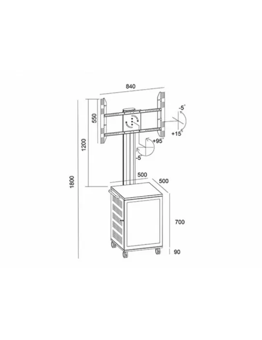 MULTIBRACKETS 7761 Support mobile inclinable Multibrackets Public Display Stand 180 Single MediaBox4 - screen 40 -75  VESA 800