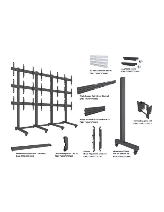 MULTIBRACKETS 3380 Bewegliche Videowandhalterung Multibrackets Pro Series Video Wall Stand 4x3 - 12 Bildschirme 43 -65  VESA M